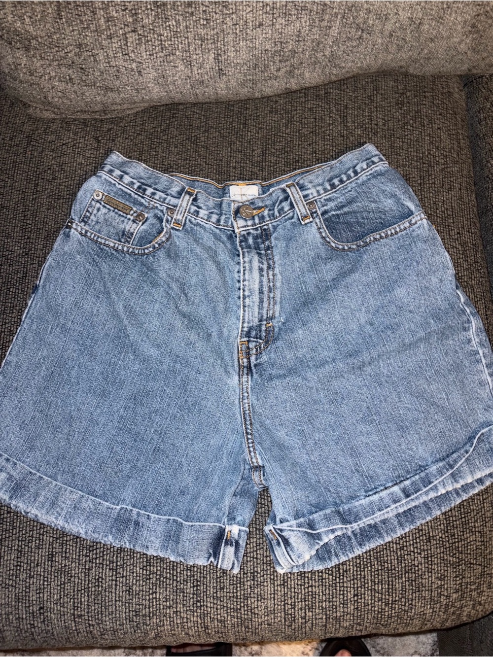 Calvin Klein Medium Blue Denim Cuffed Shorts